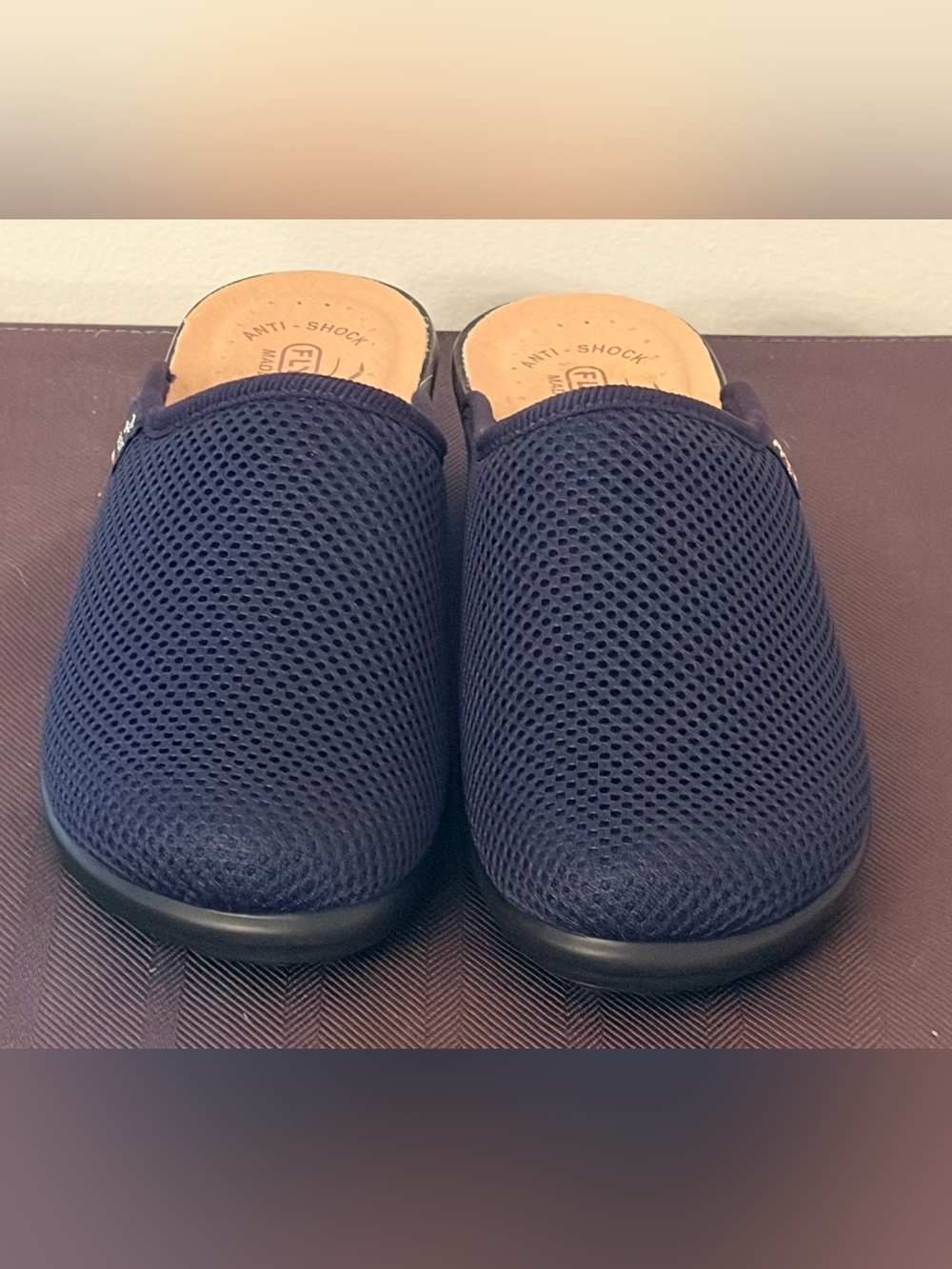 Fly Flot Women's Slip On Mules Size EU37 US 6.5 Blue Mesh Clogs Anti-Shock Italy - Picture 5 of 14
